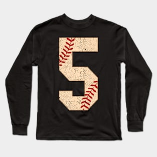 Baseball Number 5 Softball  For Baseball Players Long Sleeve T-Shirt